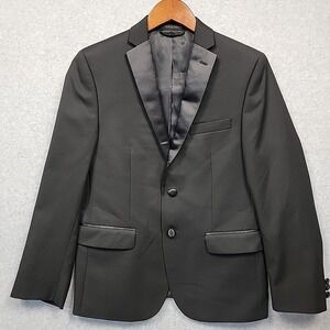 LAUREN RALPH LAUREN Tuxedo Jacket Boys Sz 16R Black Formal 2-Button Satin Lapels